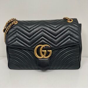 GUCCI Large Marmont Matelasse Shoulder Bag Black 498090